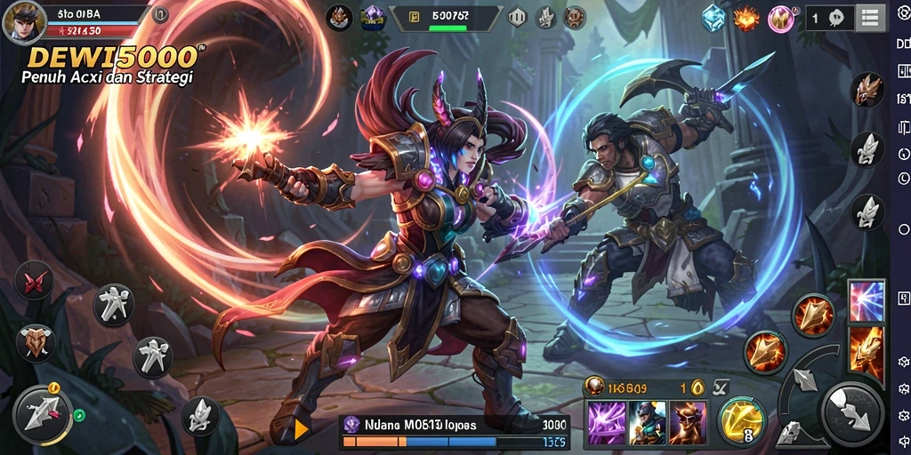 Tampilan aksi spektakuler dari gameplay DEWI5000.