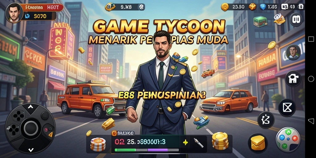 Tampilan gameplay E88 yang menarik dengan elemen Tycoon.