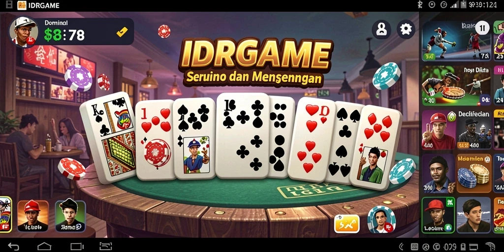 Tampilan gameplay IDRGAME yang menarik dengan kartu domino.