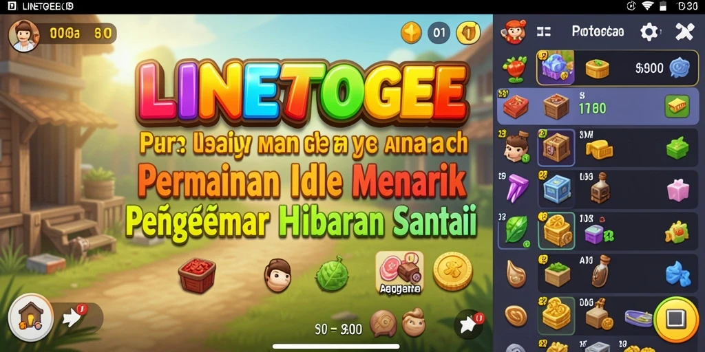 Screenshot gameplay LINETOGEL menampilkan elemen idle yang menarik.