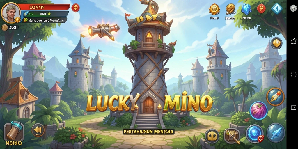 Tangkapan layar dari gameplay seru LUCKYMINO di Tower Defense.