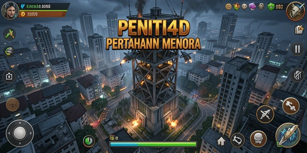 Tampilan gameplay menakjubkan dari PENITI4D dalam mode Tower Defense.