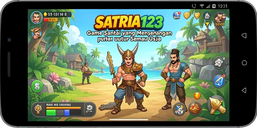 Screenshot gameplay SATRIA123 yang penuh warna dan interaksi menyenangkan.