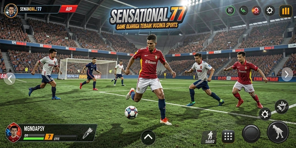 Screenshot gameplay SENSATIONAL77 menunjukkan aksi olahraga yang mendebarkan.
